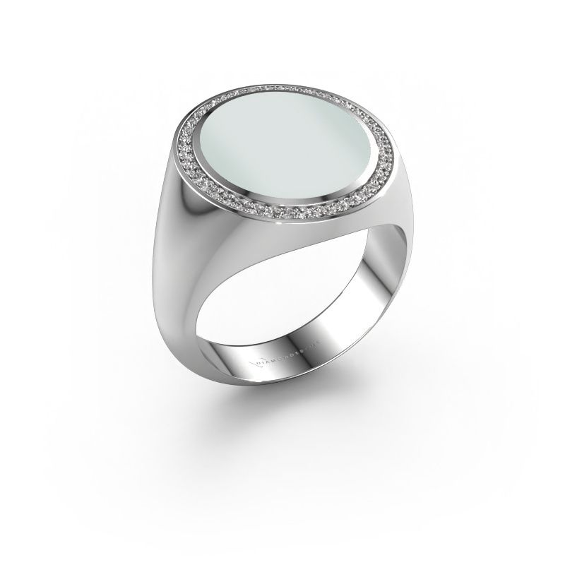Signet ring Adam 5 950 platinum green sardonyx 15x13 mm
