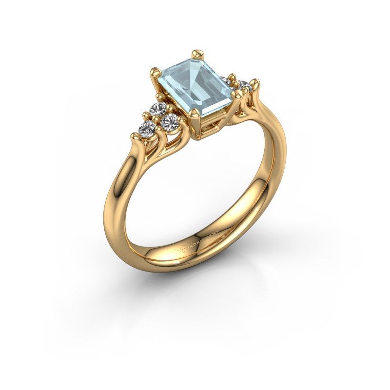Afbeelding van Verlovingsring Monika EME<br/>585 goud<br/>Aquamarijn 7x5 mm