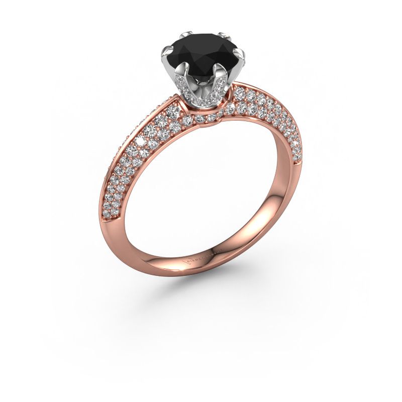 Verlovingsring Abby 585 rosé goud zwarte diamant 1.95 crt