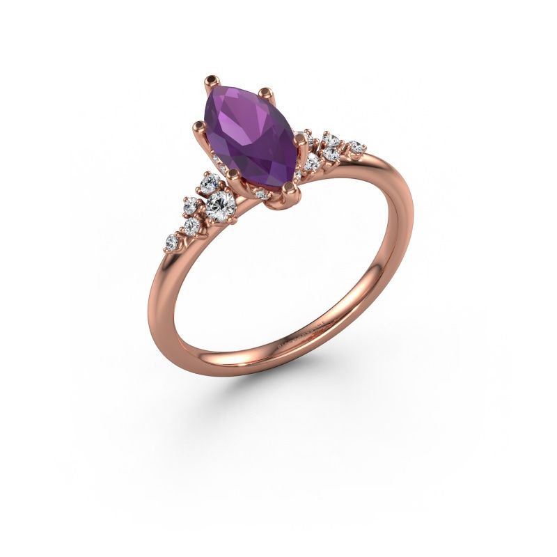 Verlovingsring Emma MRQ 585 rosé goud amethist 10x5 mm