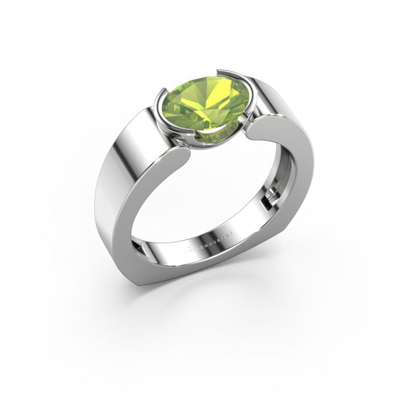 Bague Tonya 950 platine péridot 8x6 mm