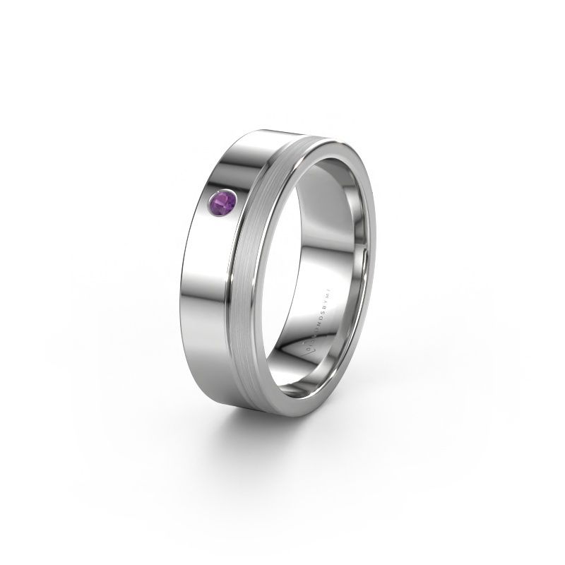 Wedding ring WH0301L16APM 585 white gold amethyst ±6x1.7 mm