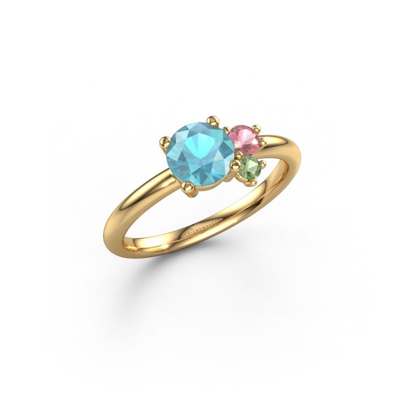 Ring Anouk 585 goud blauw topaas 6 mm