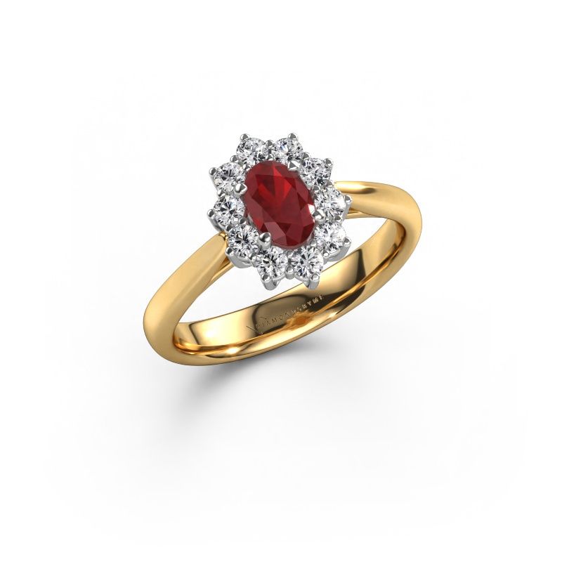 Verlovingsring Leesa 1 express 585 goud robijn 6x4 mm