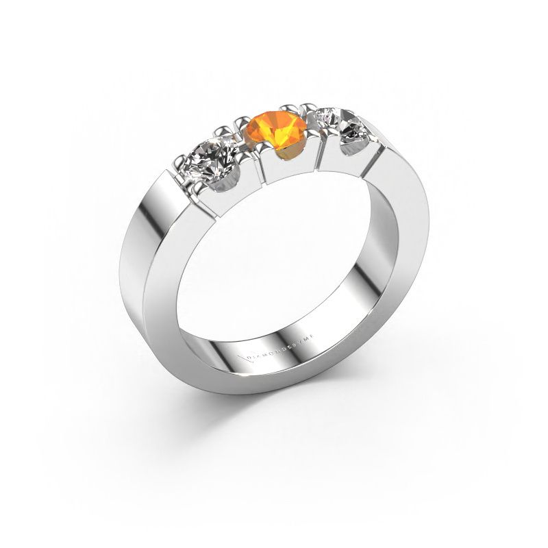 Ring Dana 3 585 Weißgold Citrin 4 mm