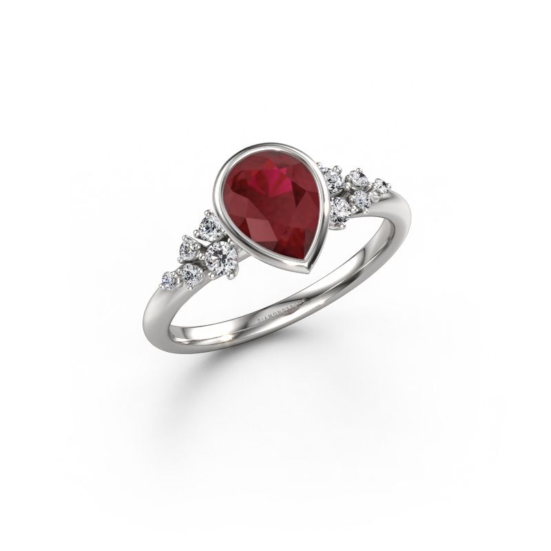Bague de fiançailles Aliyah PER 950 platine rubis 8x6 mm