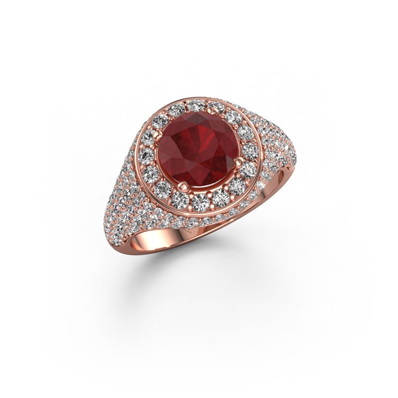 Ring Dayle 585 rosé goud robijn 7 mm