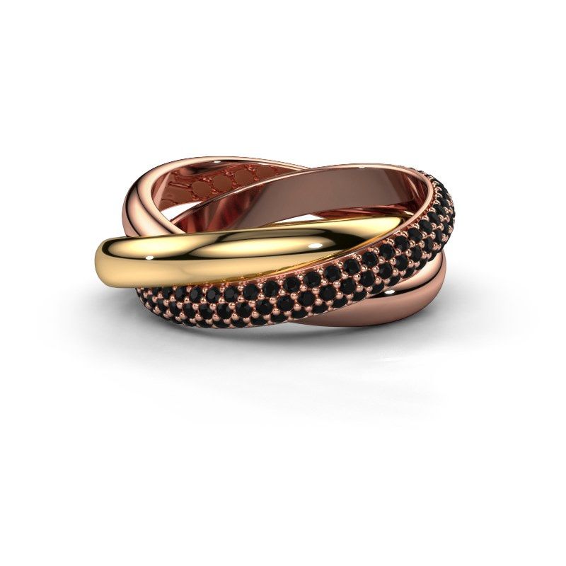 Image de Bague trinity 2<br/>585 or rose<br/>Diamant noir 1.062 crt