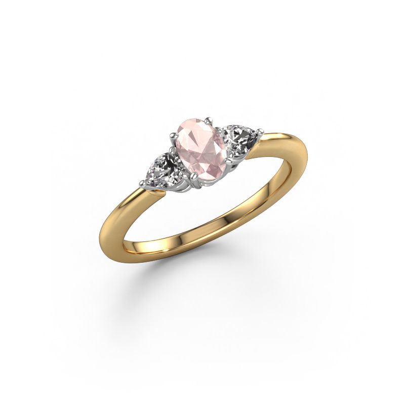 Forlovelsesring Chanou OVL 585 gull champagnefarget morganitt 7x5 mm