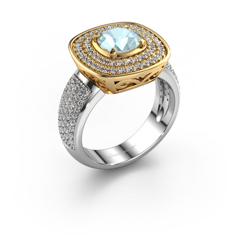Ring Eliana 585 gull akvamarin 6 mm