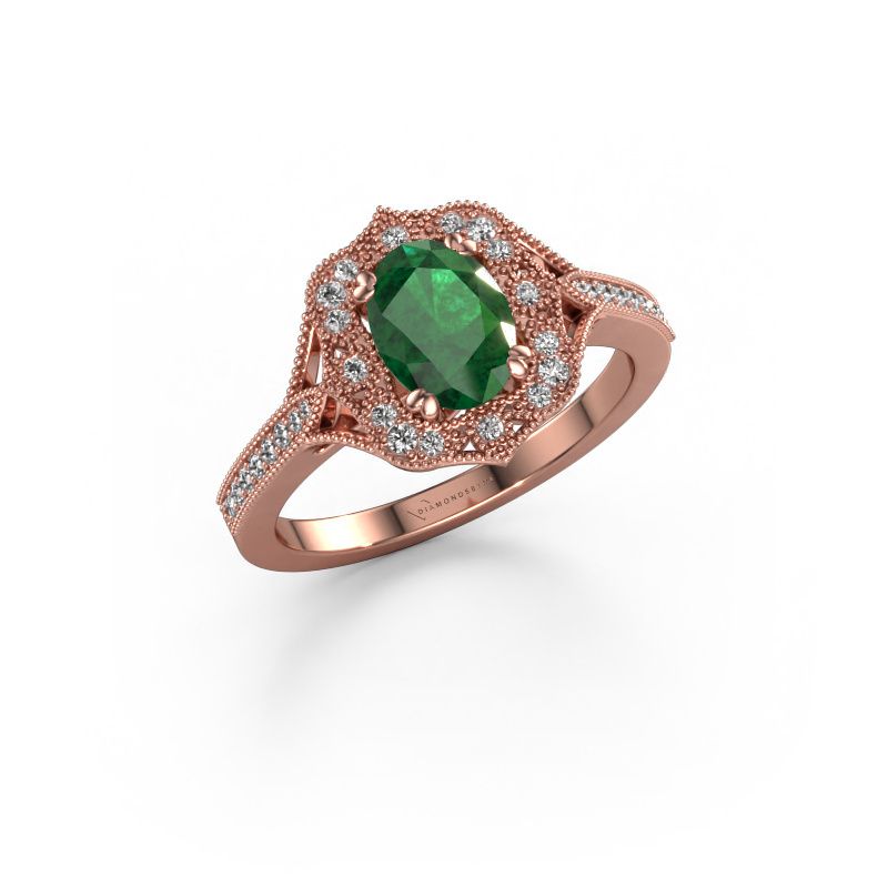 Verlobungsring Loni 585 Roségold Smaragd 7,5x5,5 mm