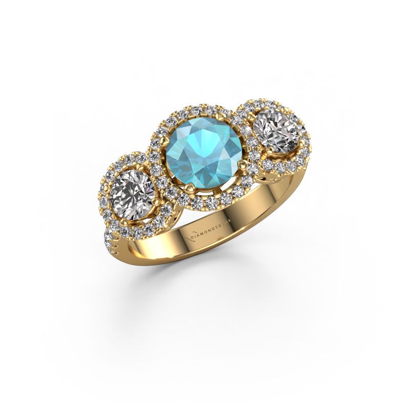 Bague Lacie 585 or jaune topaze bleue 6.5 mm