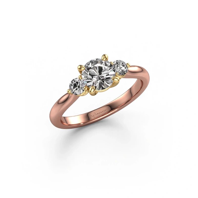 Bague de fiançailles Lieselot RND 585 or rose zircone 6.5 mm