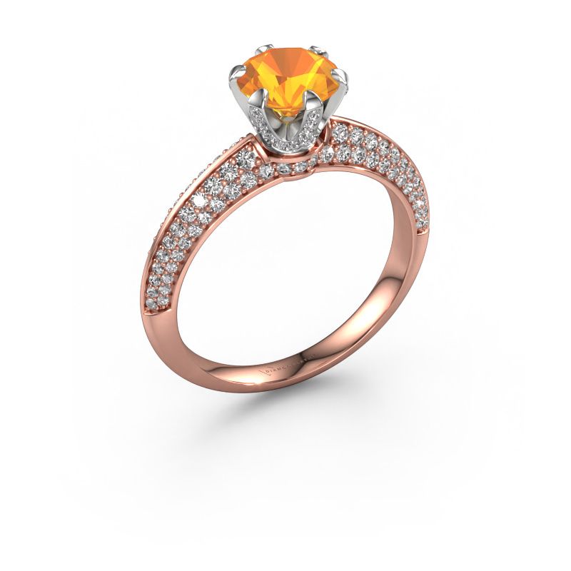 Verlovingsring Abby 585 rosé goud citrien 6.5 mm