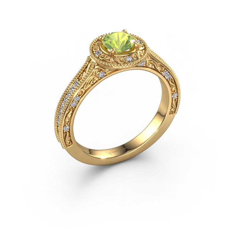 Bague de fiançailles Alice RND 585 or jaune péridot 5 mm