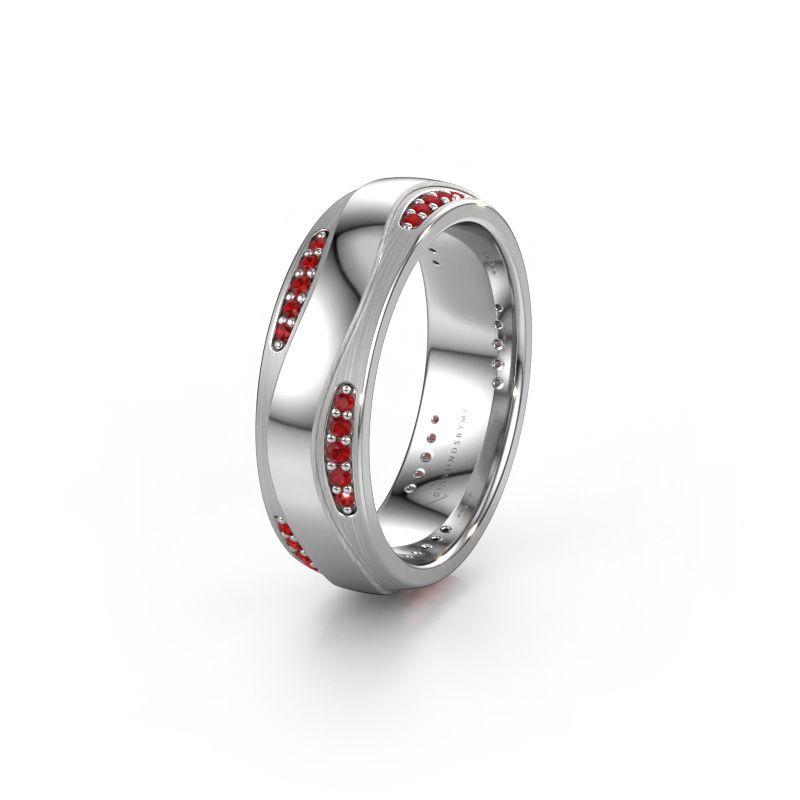 Trouwring WH2062L26BM 950 platina robijn ±6x2 mm