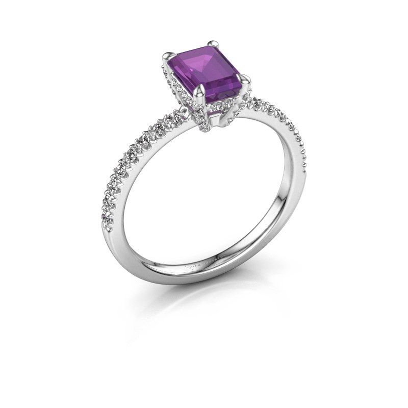 Image of Engagement ring saskia eme 1<br/>585 white gold<br/>Amethyst 7x5 mm