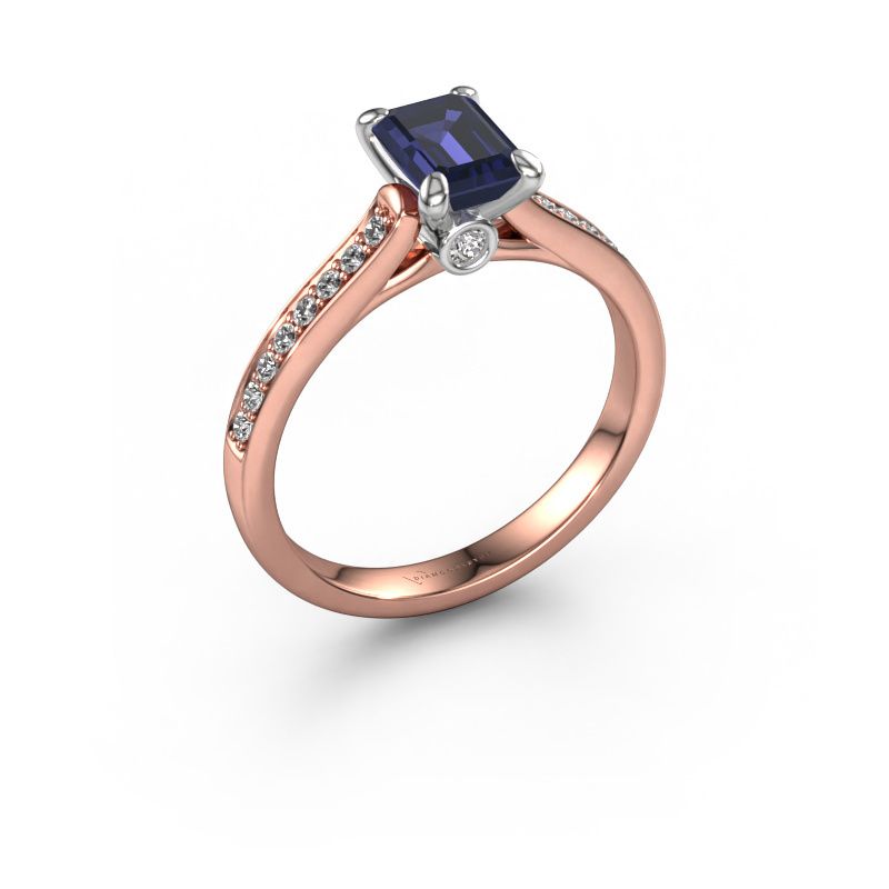 Verlobungsring Valorie eme 2 585 Roségold Saphir 6.5x4.5 mm