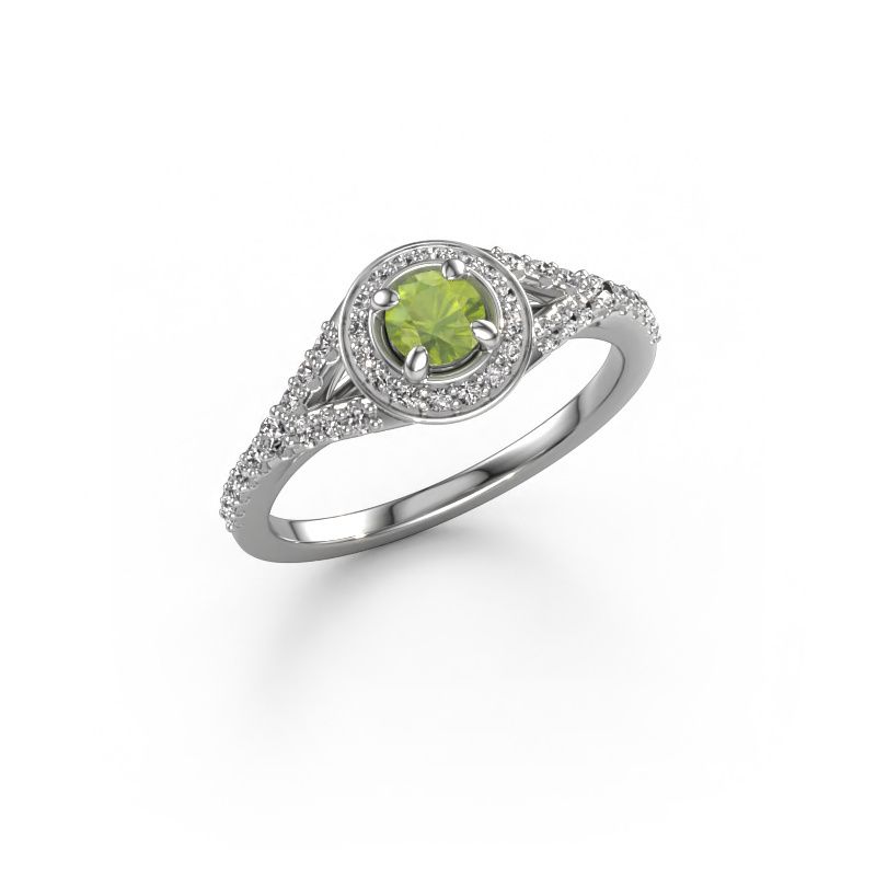 Verlovingsring Pamela RND 585 witgoud peridoot 4 mm