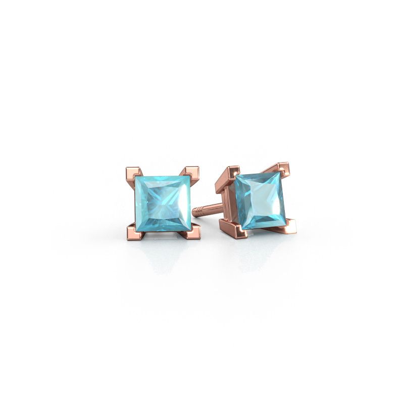 Stud earrings Ariane 585 rose gold blue topaz 5 mm