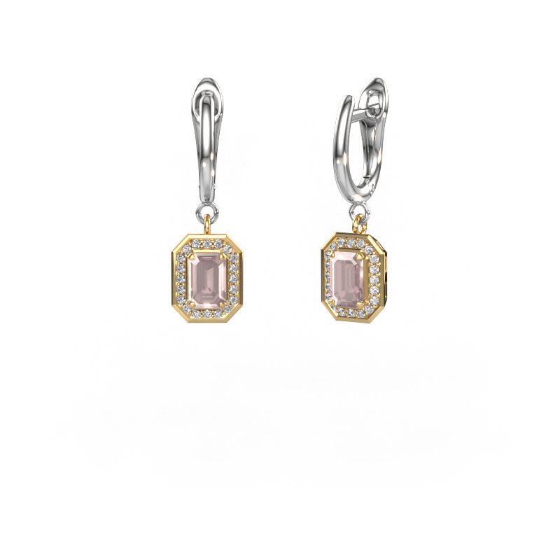 Drop earrings Dodie 1 585 gold morganite champagne 6x4 mm