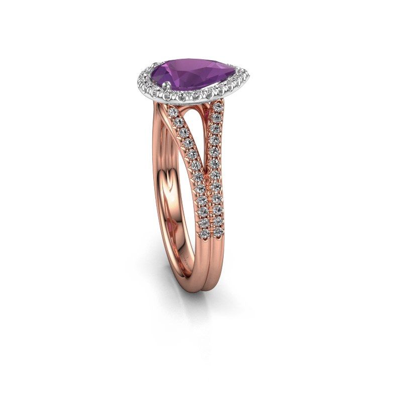 Afbeelding van Verlovingsring verla pear 2<br/>585 rosé goud<br/>Amethist 8x6 mm