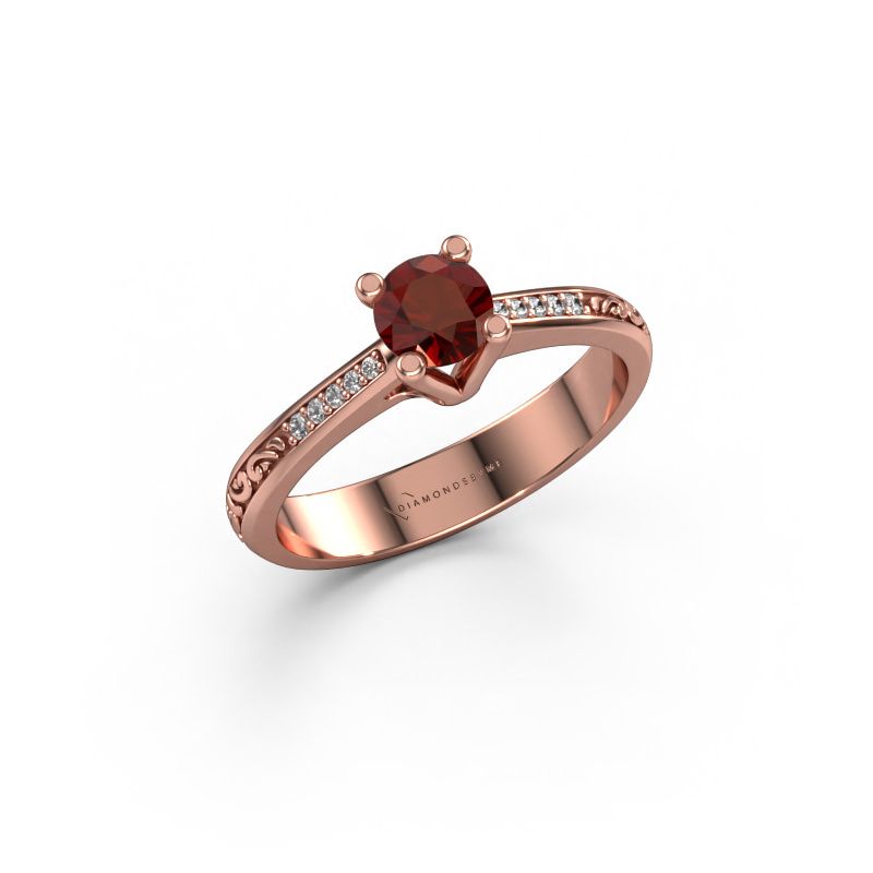 Engagement ring Mei 585 rose gold garnet 4.7 mm
