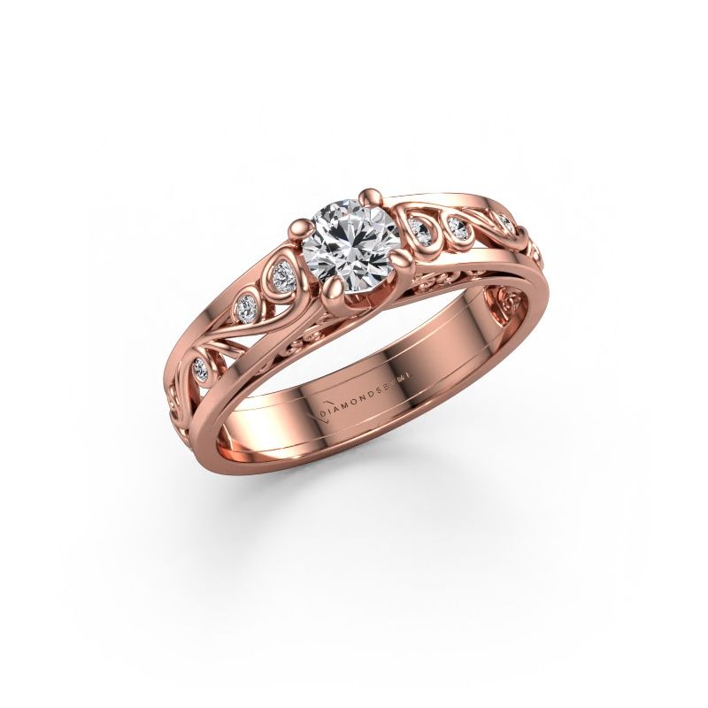 Bague Quinty 585 or rose diamant synthétique 0.485 crt