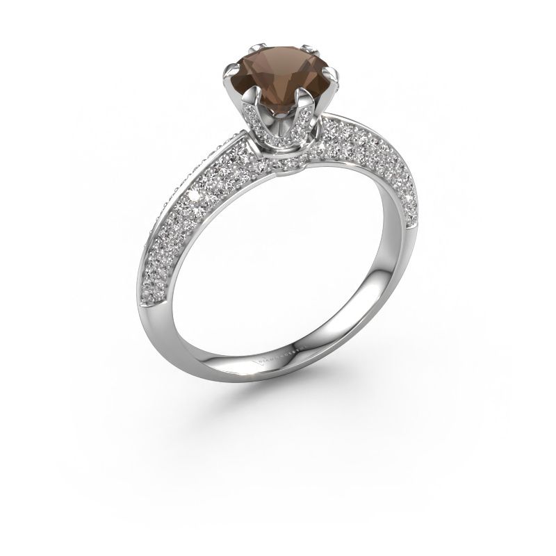 Verlovingsring Abby 585 witgoud rookkwarts 6.5 mm
