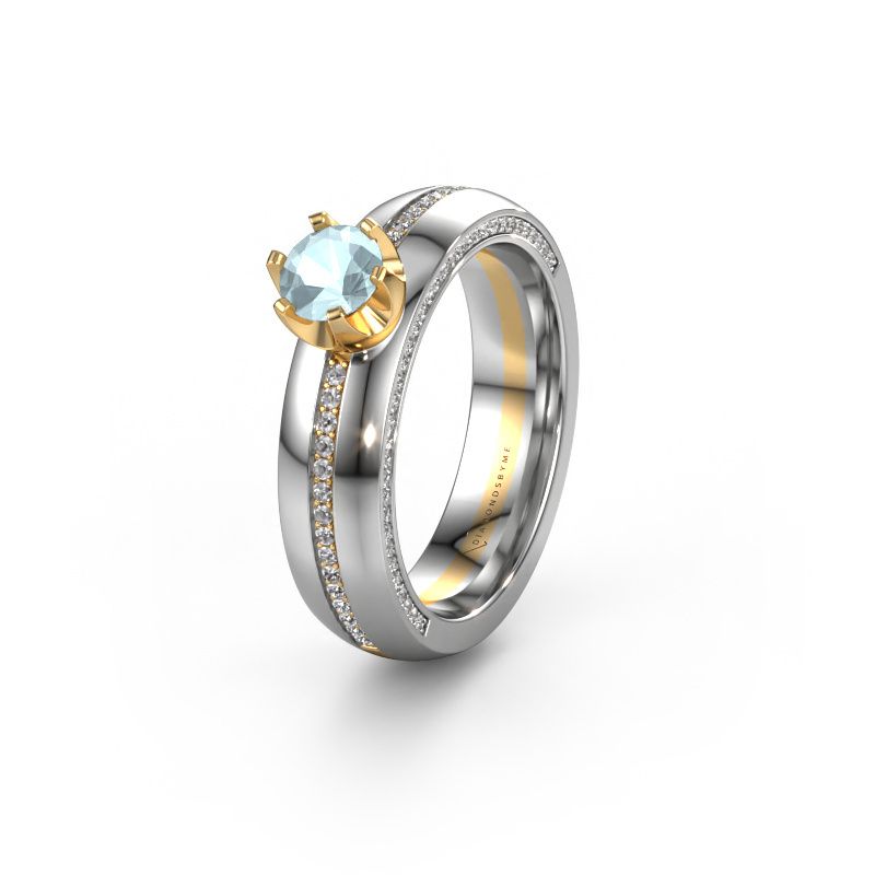 Weddings ring WH0416L25E 585 gold aquamarine ±5x2.6 mm