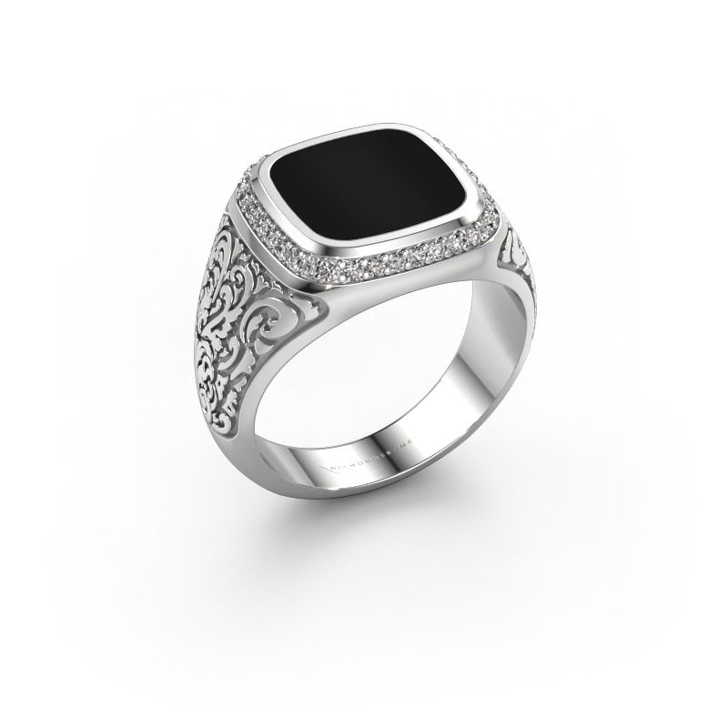 Men's ring Jesse 3 585 white gold onyx 10x10 mm