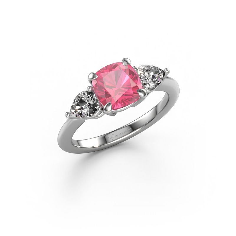 Bague de fiançailles Chanou CUS 585 or blanc saphir rose 7 mm