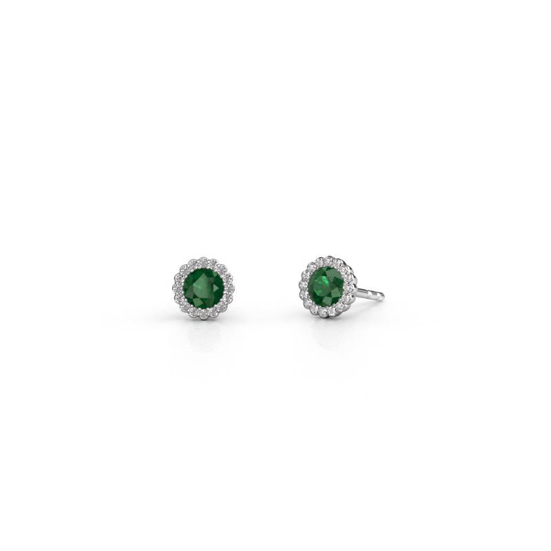Ohrringe Queen 585 Weißgold Smaragd 4.2 mm