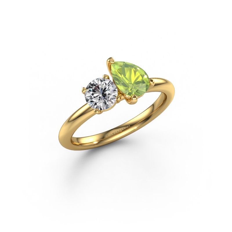Engagement ring Toi et Moi PER-RND 585 gold peridot 7x5 mm