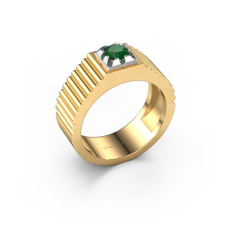 Bague pinky Elias 585 or jaune emeraude 5 mm