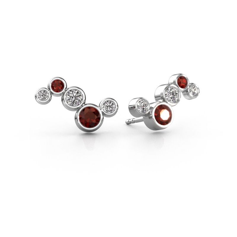Earrings Ryan 950 platinum garnet 4 mm