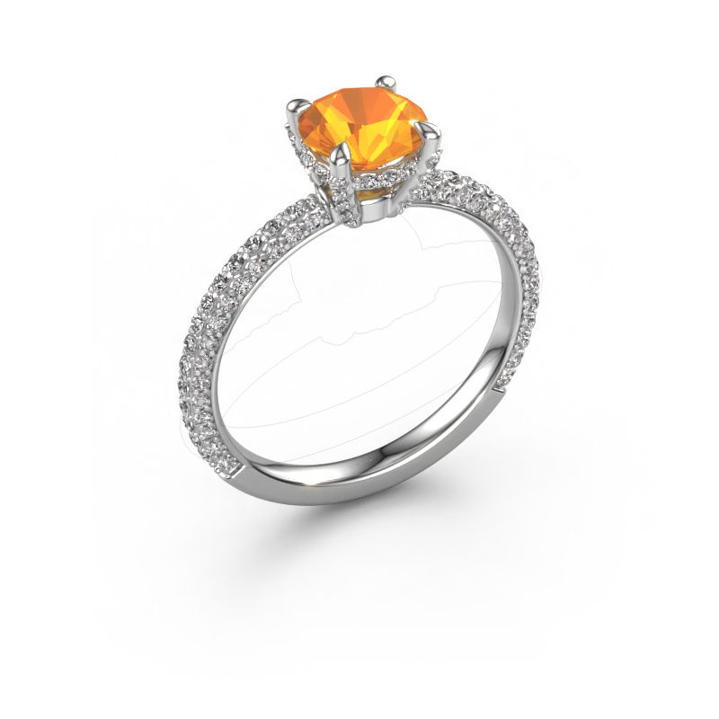 Bague de fiançailles Saskia RND 2 585 or blanc citrine 7 mm