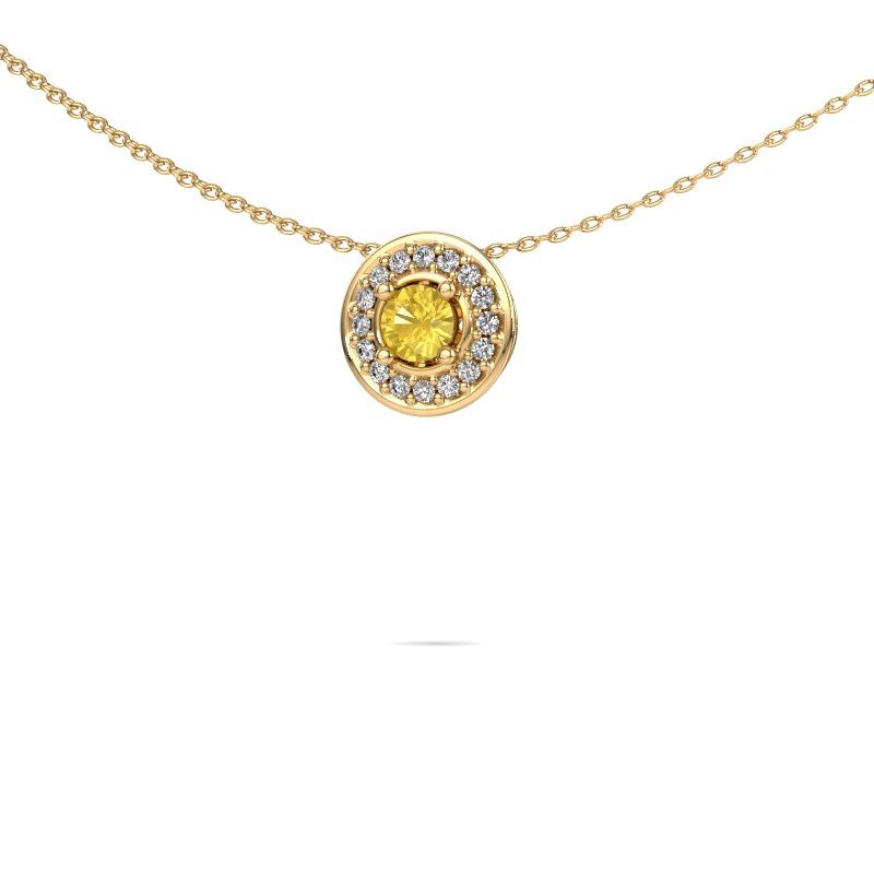 Pendant Agaat 585 gold yellow sapphire 4 mm