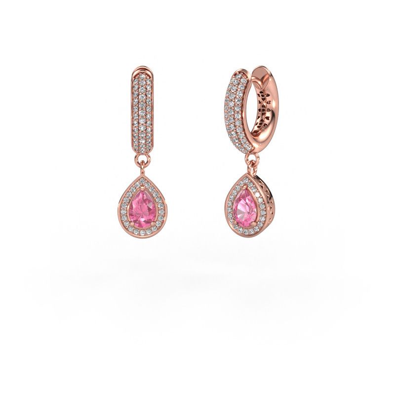 Pendants d'oreilles Barbar 2 585 or rose saphir rose 6x4 mm