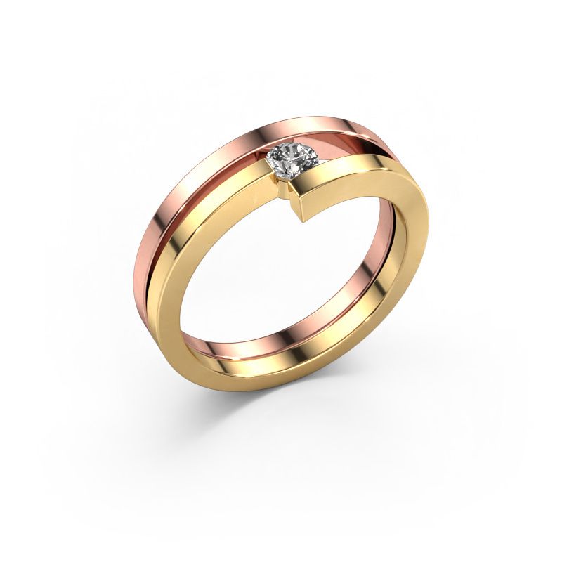 Bague Nikia 585 or rose diamant synthétique 0.03 crt