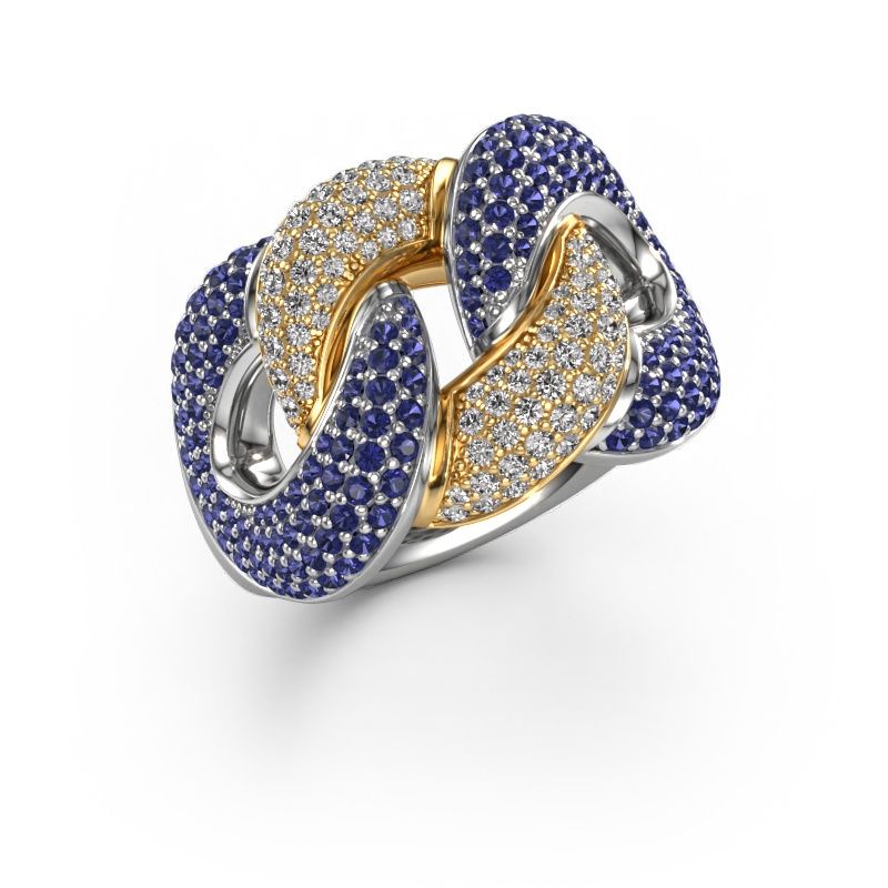 Ring Kylie 3 15mm 585 white gold sapphire 0.8 mm