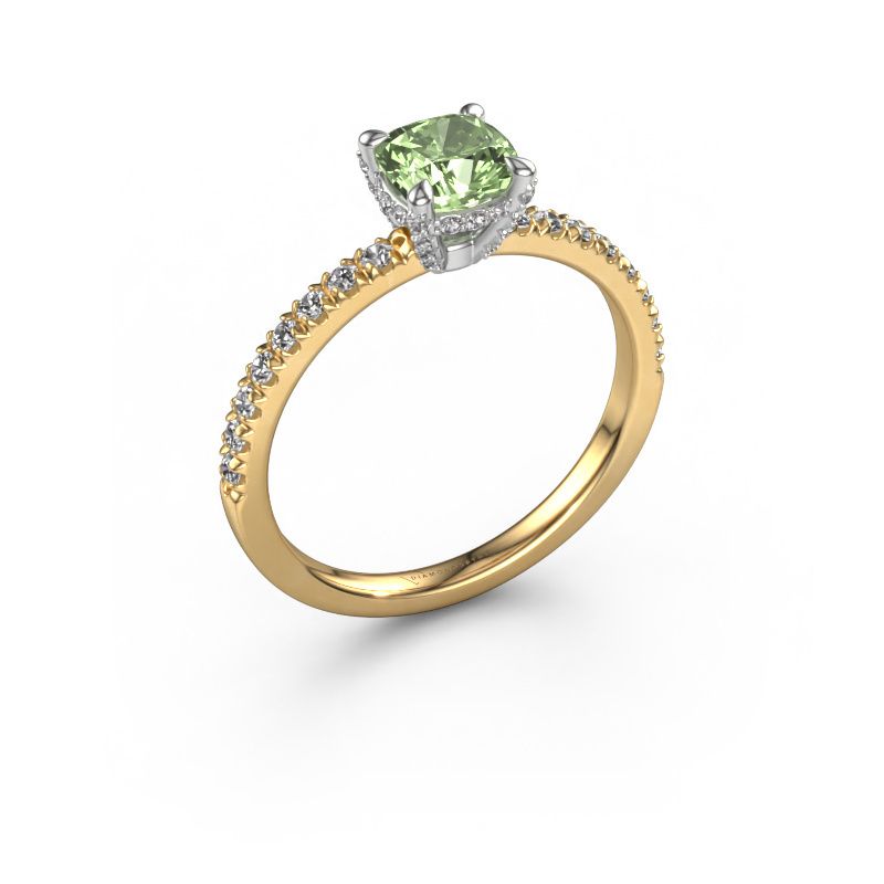 Engagement ring Saskia 1 CUS 585 gold green lab grown diamond 5.5 mm