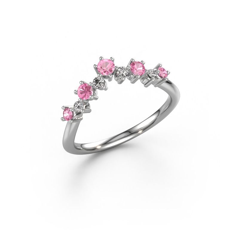 Stackable ring Carly B 585 white gold pink sapphire 2.7 mm