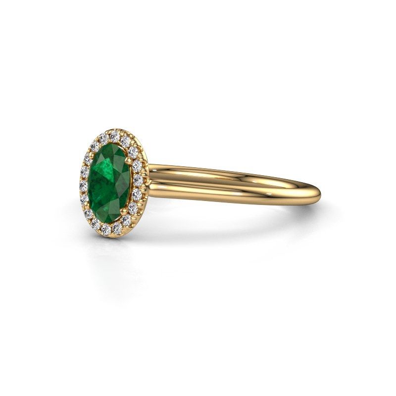 Image of Engagement ring seline ovl 1<br/>585 gold<br/>Emerald 6x4 mm