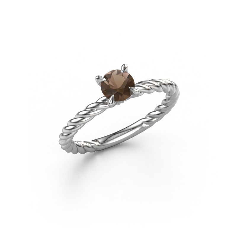 Bague de fiançailles Twanna 950 platine quartz fumé 5 mm