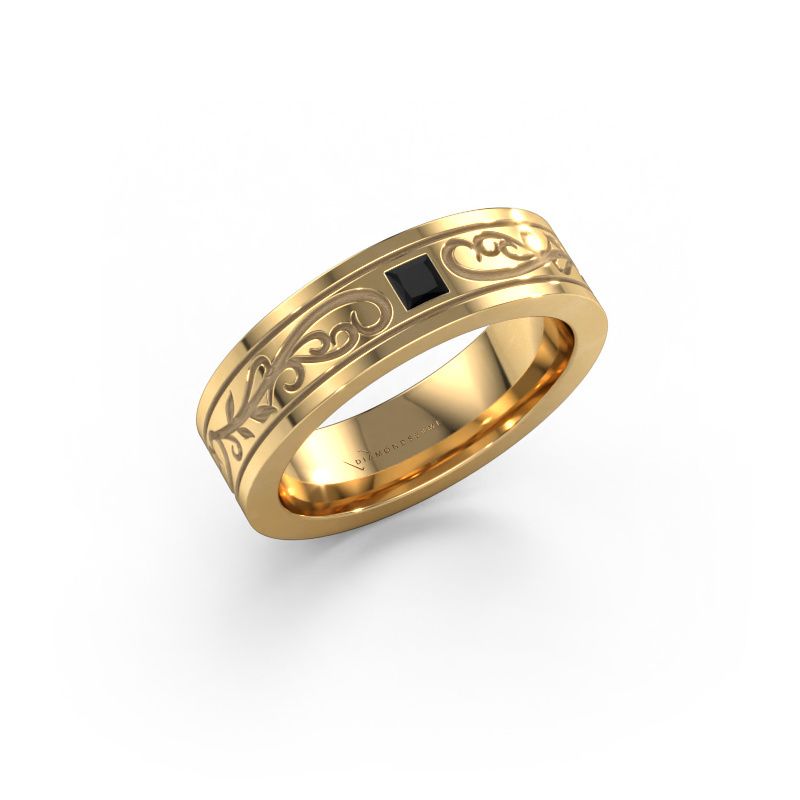 Heren ring Matijs 585 goud zwarte diamant 0.204 crt
