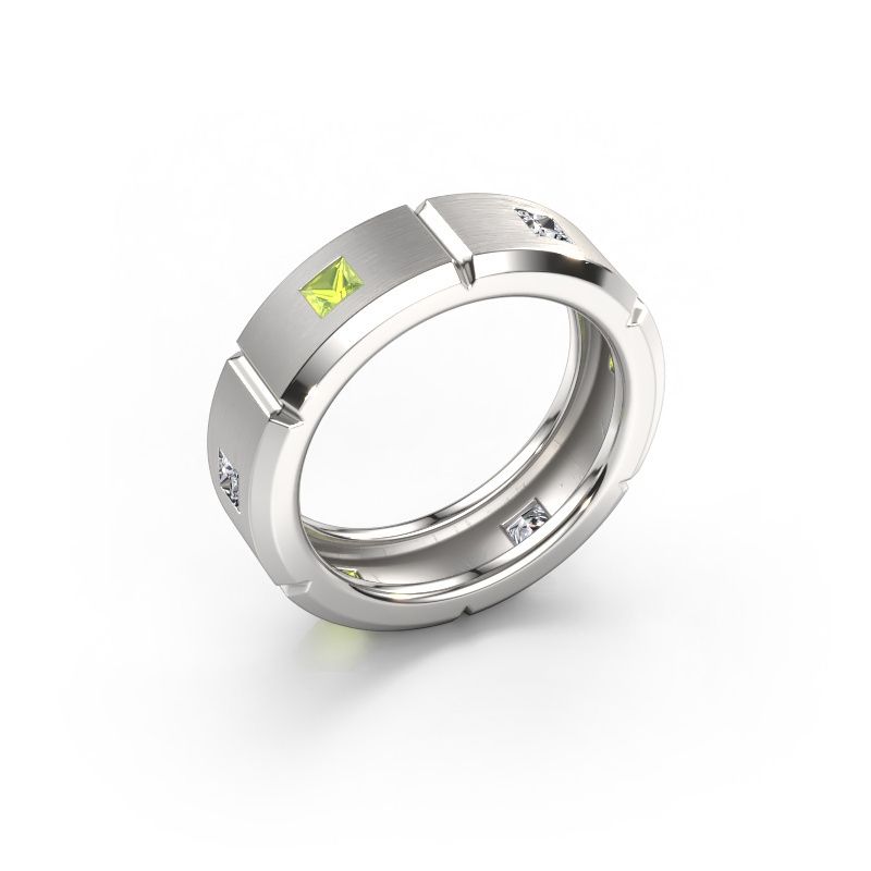Bague pour homme Steve light 950 platine péridot 3 mm