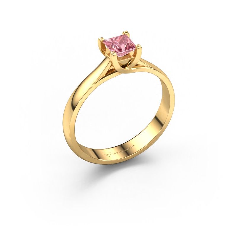Engagement ring Mia Square 585 gold pink lab grown diamond 4 mm