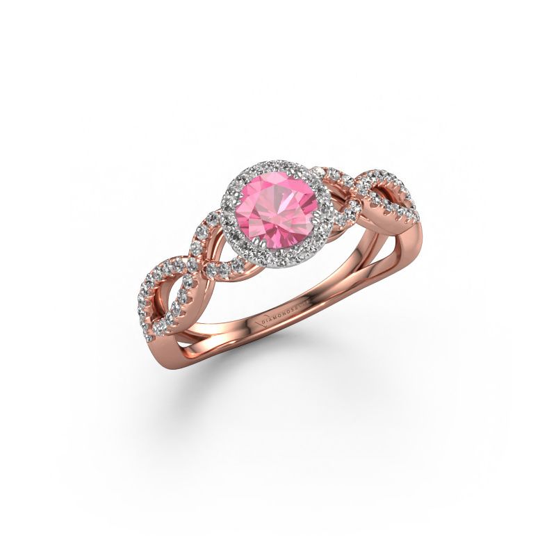 Engagement ring Dionne rnd 585 rose gold pink sapphire 5 mm