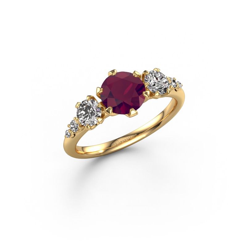 Verlovingsring Aniek RND 585 goud rhodoliet 6.5 mm